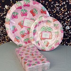 Betsey Johnson Heart Cherry Party Plates and Napkins Set
